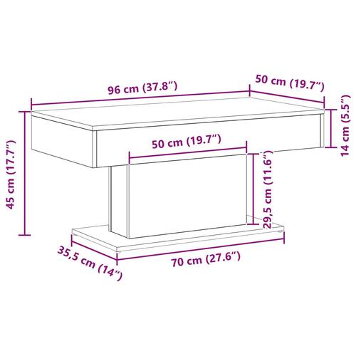Kaffebord Sort Eg 96x50x45 cm Lavet af Træ