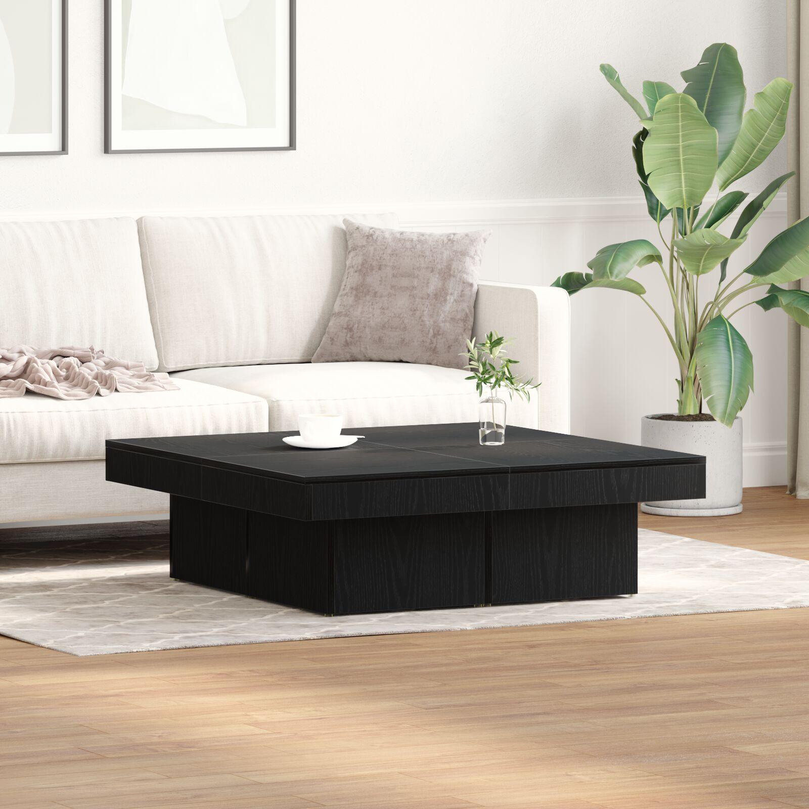 Kaffebord Sort Eg 90x90x28 cm Ingeniørtræ