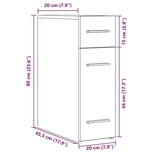Apoteker Skab i Sort Eg - 20x45,5x60 cm i Konstrueret Træ