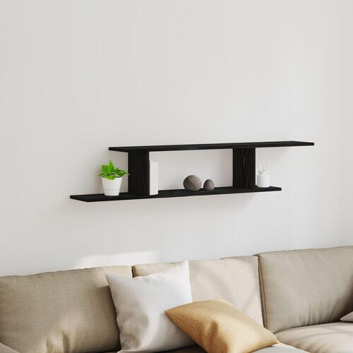 TV-hylde Sort Eg 125x18x23 cm Bygget i Træ