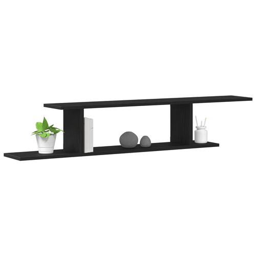 TV-hylde Sort Eg 125x18x23 cm Bygget i Træ