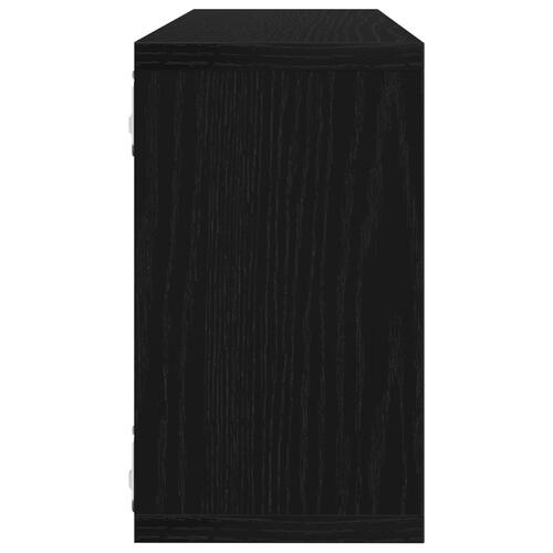Væghylder - Sæt af 2, Sort Eg, 80x15x26 cm, Lavet af konstrueret træ