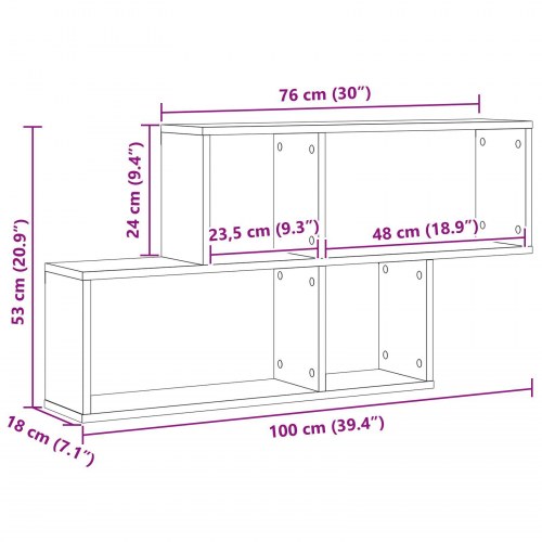 Sort Eg Vægskab 76x15x53 cm Lavet af konstrueret træ
