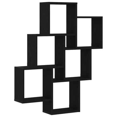 Vægskab Sort Egetræ 78x15x92 cm Ingeniørtræ