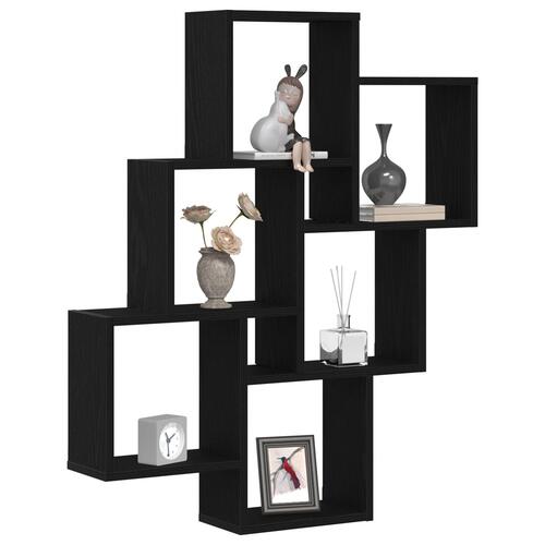 Vægskab Sort Egetræ 78x15x92 cm Ingeniørtræ