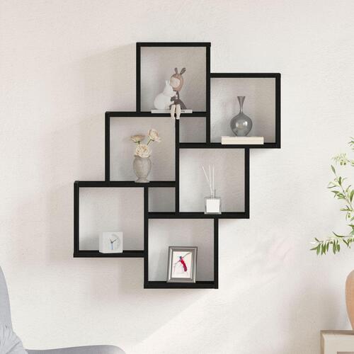 Vægskab Sort Egetræ 78x15x92 cm Ingeniørtræ
