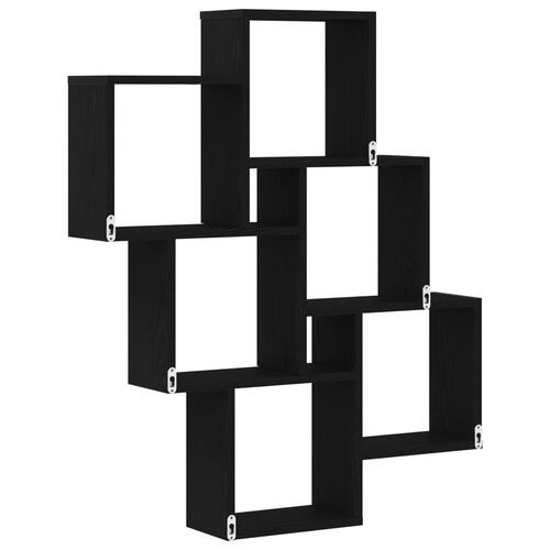 Vægskab Sort Egetræ 78x15x92 cm Ingeniørtræ