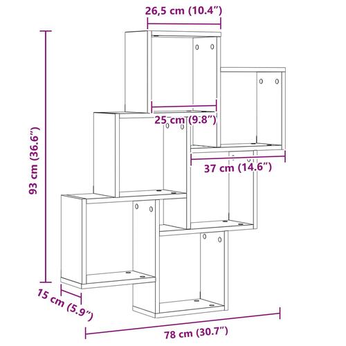 Vægskab Sort Egetræ 78x15x92 cm Ingeniørtræ