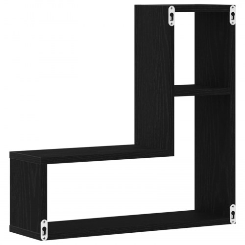 Væghylder 2 stk Sort Eg 50x15x85 cm Ingeniørtræ