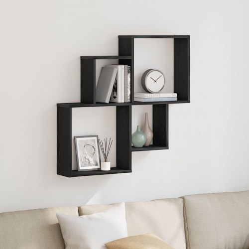 Vægskab i Sort Egetræ 80x15x78,5 cm - Bygget i Træ