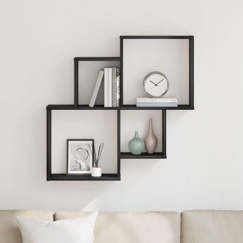 Vægskab i Sort Egetræ 80x15x78,5 cm - Bygget i Træ