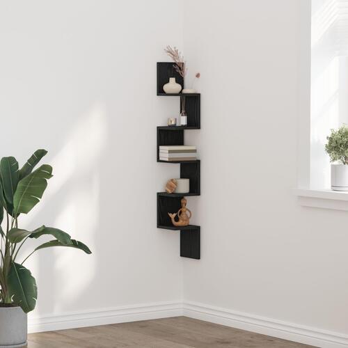 Hjørnehylde Sort Eg 20x20x127,5 cm Konstrueret træ