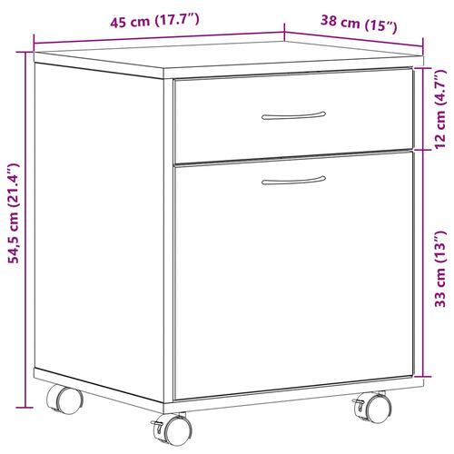 Rullekabinet i Sort Eg 45x38x54 cm - Bygget i Træ