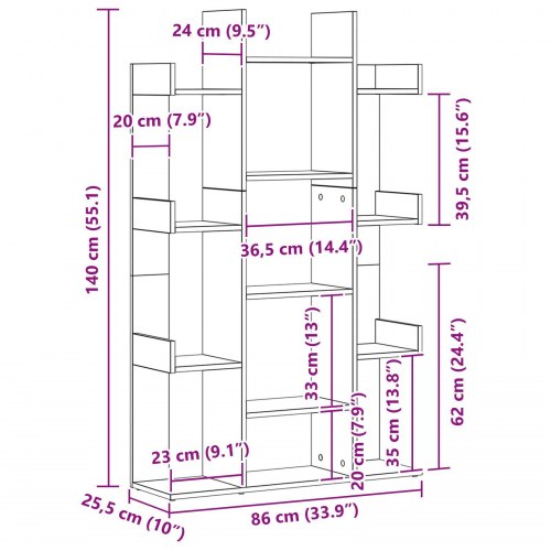 Bogskab i Sort Eg 86x25,5x140 cm - Konstrueret Træ