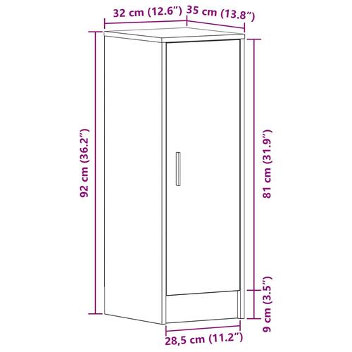 Skoskab i Sort Eg 32x35x92 cm Ingeniørtræ