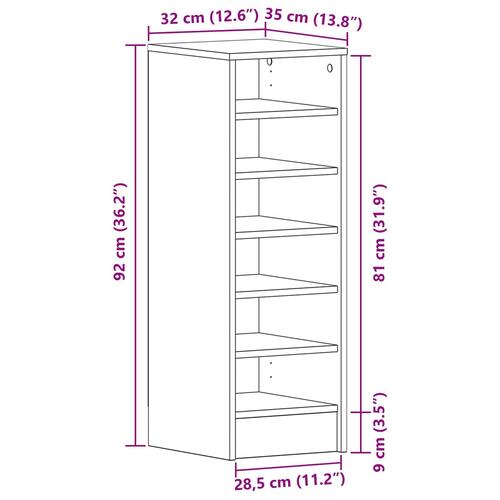 Skoskab Sort Eg 31,5x35x90 cm af konstrueret træ