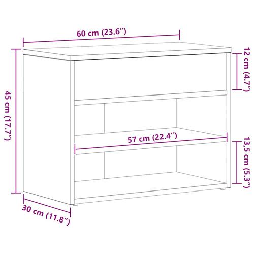 Hallbænk Sort Eg 60x30x45 cm Udført i Træ