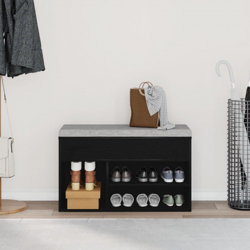 Hallbænk Sort Eg 60x30x45 cm Ingeniørtræ