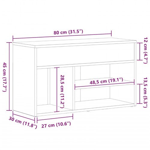 Hallbænk Sort Eg 60x30x45 cm Ingeniørtræ