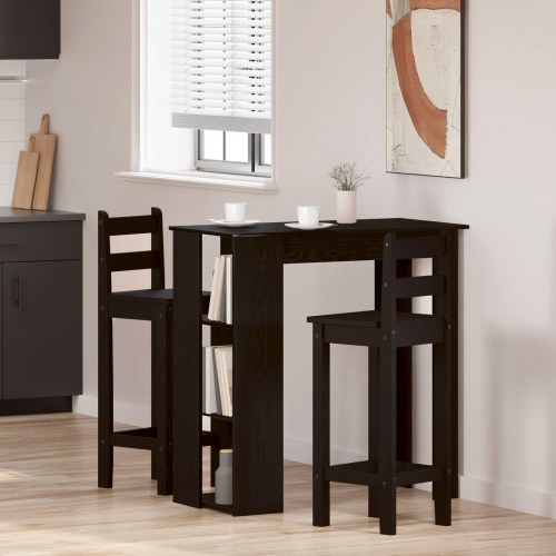 Barbord med Hylde - Sort Eg, 102x50x103.5 cm, Lavet af Ingeniørtræ