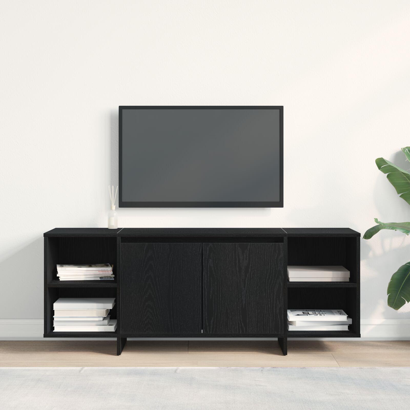 TV Stand - Sort Eg - 120x30x40.5 cm - Lavet af konstrueret træ billede