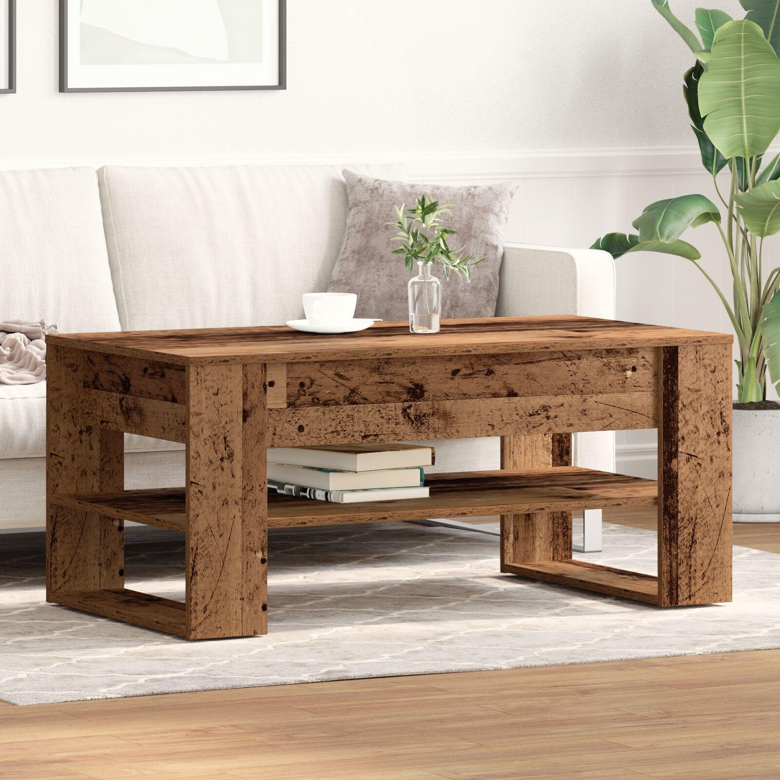 Sofabord Gammelt træ 102 x 55 x 45 cm Konstrueret træ billede
