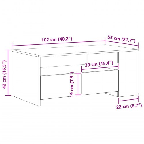 Kaffebord Gammelt Træ 102x55x43,5 cm Ingeniørtræ