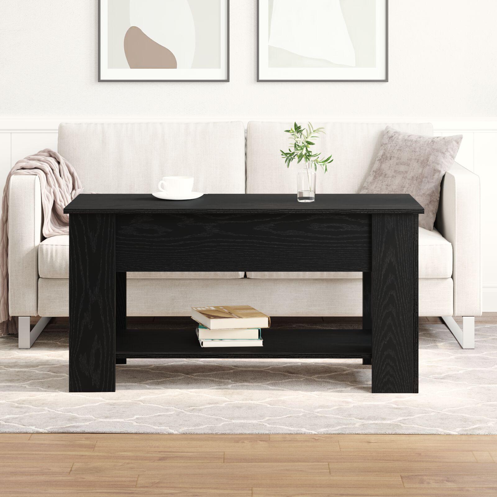 Sort Eg Kaffebord - 101x49x52 cm Lavet af Konstrueret Træ