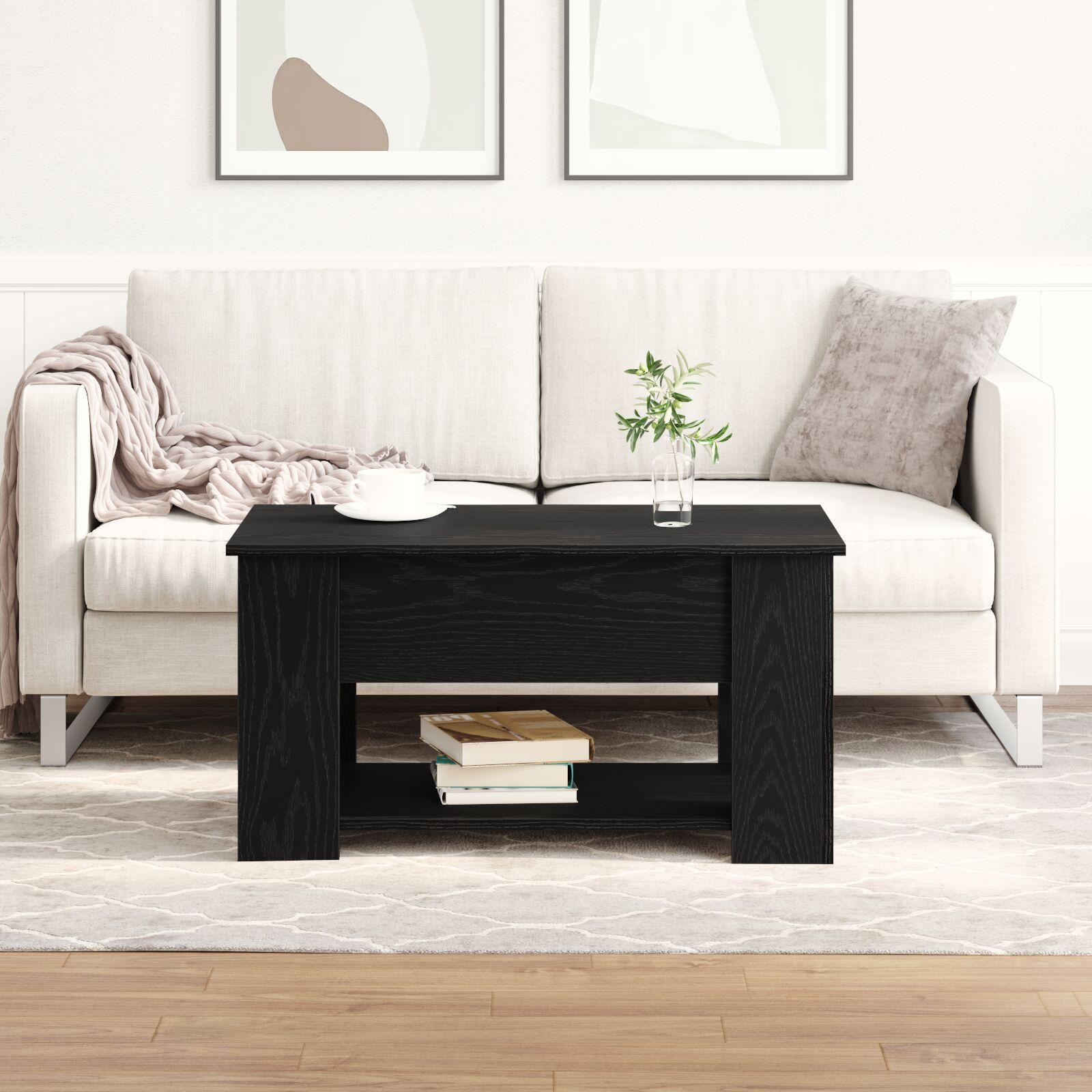 Sort Eg Kaffebord 79x49x41 cm Lavet af Ingeniørtræ