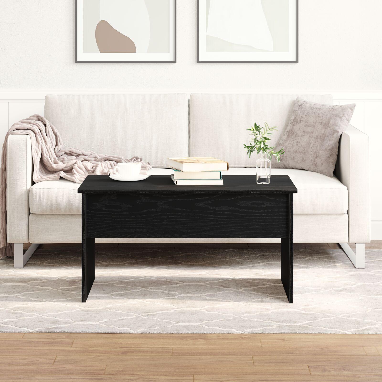 Sofabord Sort Eg 80 X 50.5 X 41.5 Cm Konstrueret Træ