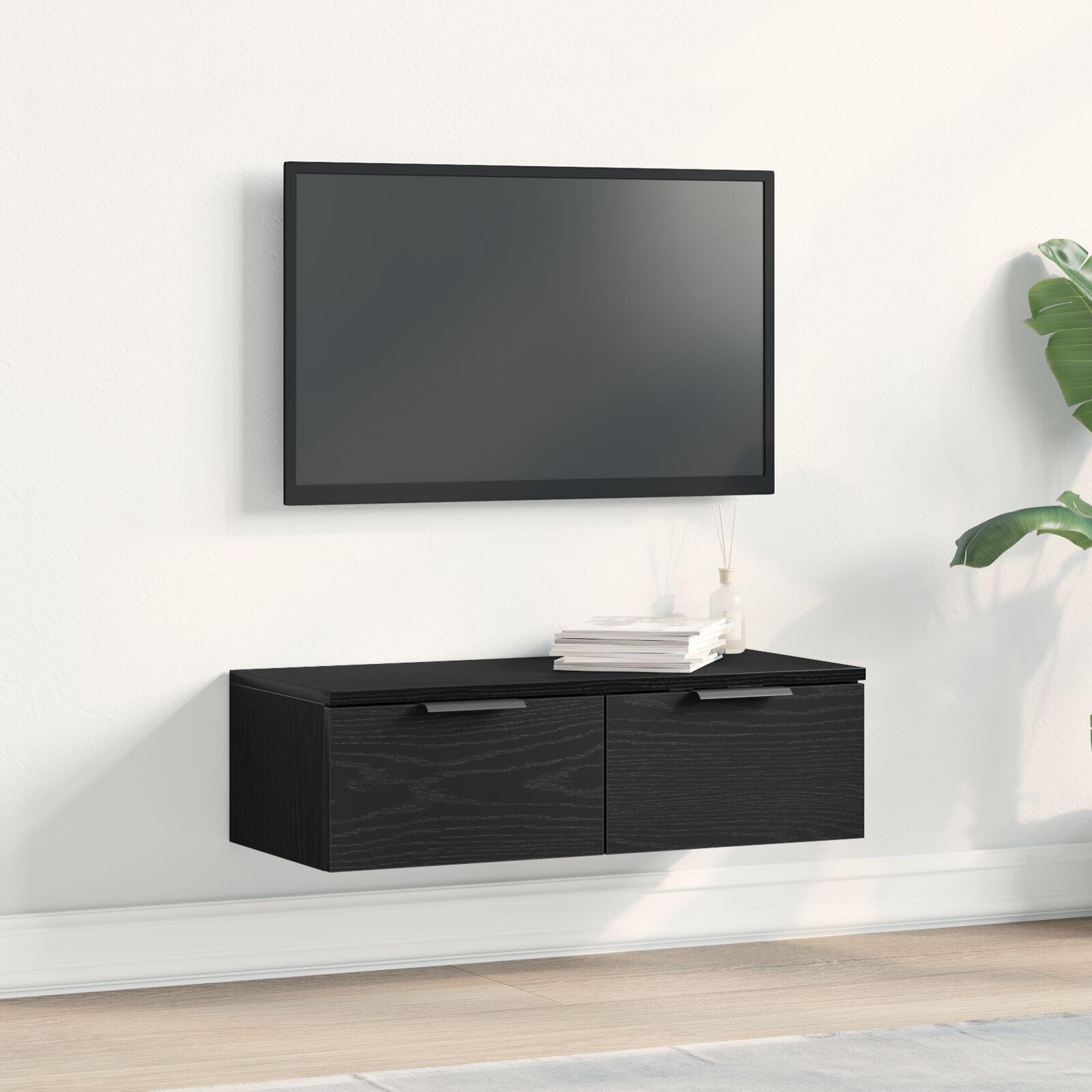 Sort Eg Vægskab 68x30x20 cm Fremstillet af Ingeniørtræ