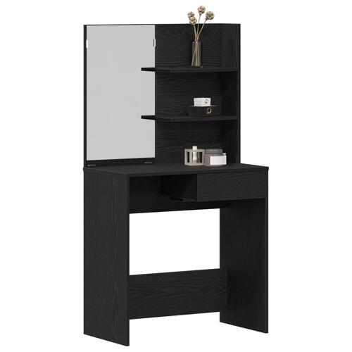 Sort Eg Makeupbord med Spejl - 74,5 x 40 x 141 cm