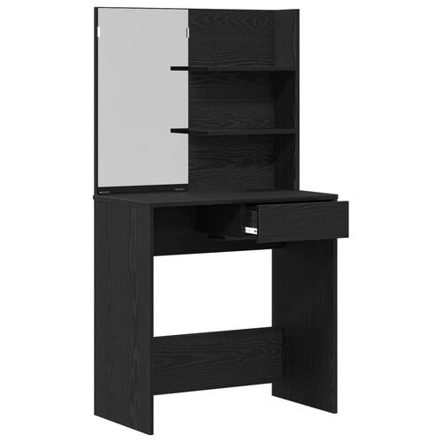 Sort Eg Makeupbord med Spejl - 74,5 x 40 x 141 cm