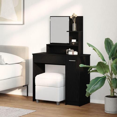 Sort Eg Makeupbord med Spejl - 86,5 x 35 x 136 cm
