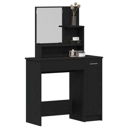 Sort Eg Makeupbord med Spejl - 86,5 x 35 x 136 cm