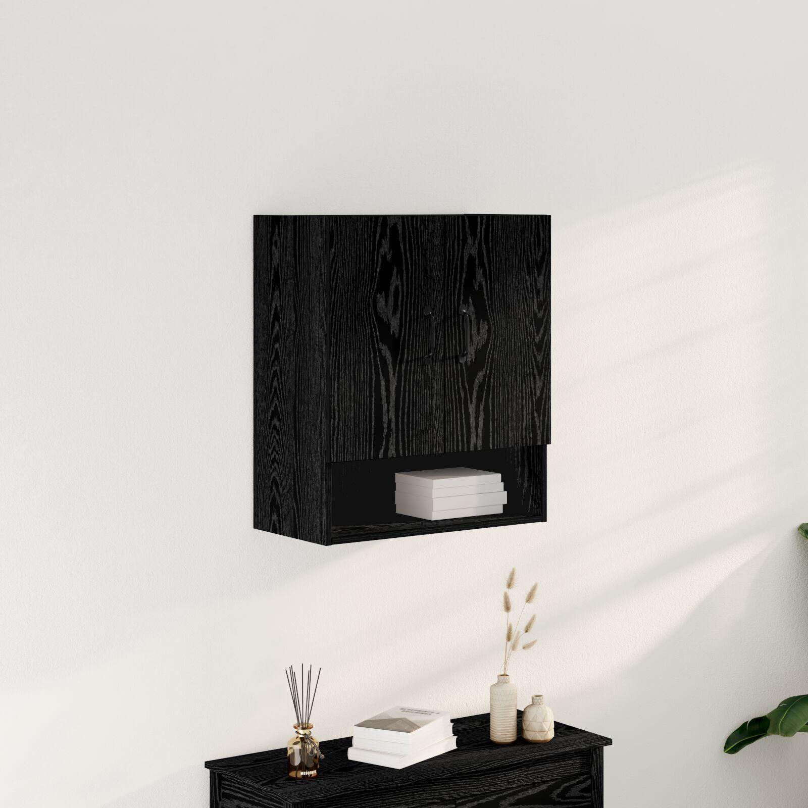 Væghylde i Sort Eg 60x30x70 cm - Lavet af træ