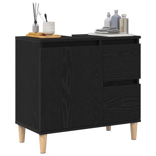 Vaskeskab Sort Eg 65x33x60 cm Konstrueret Træ