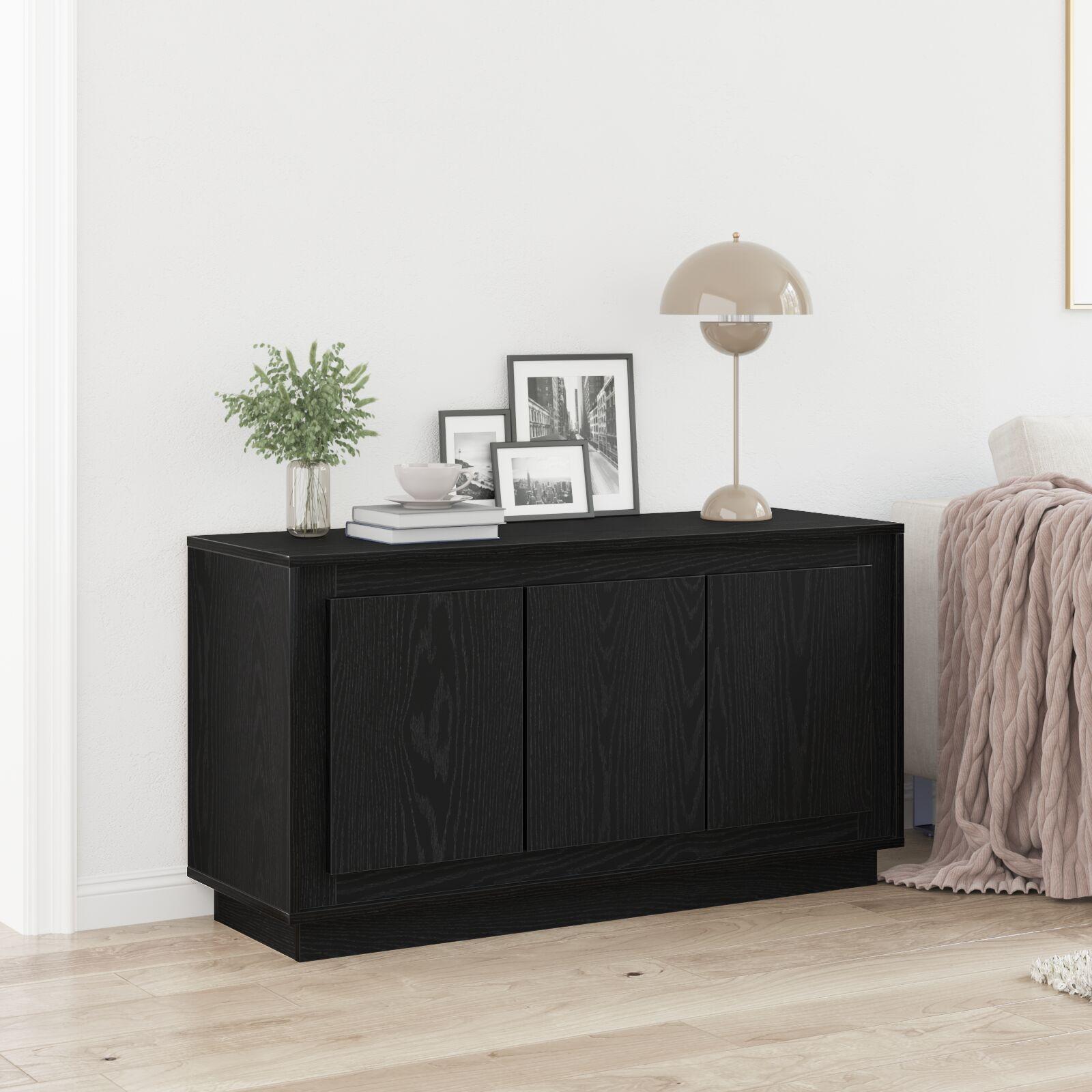 Skænk Sort Eg 102x35x55 cm Konstrueret Træ