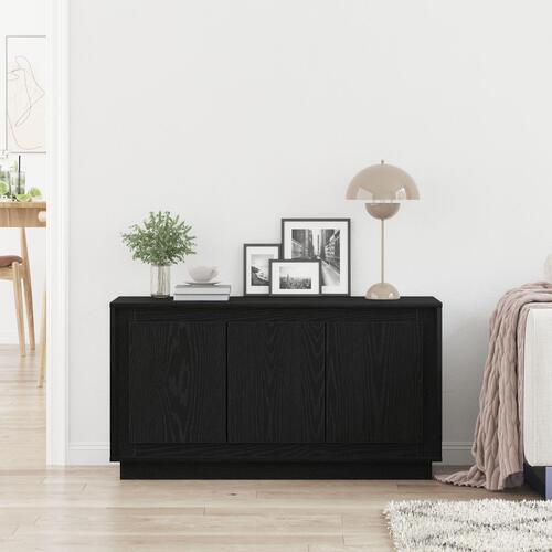 Skænk Sort Eg 102x35x55 cm Konstrueret Træ