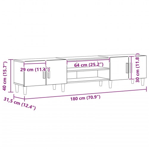 TV Skab Sort Eg 180x31,5x40 cm Konstrueret Træ