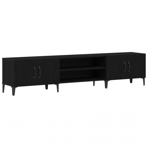 TV Skab Sort Egetræ 180x31,5x40 cm Konstrueret Træ