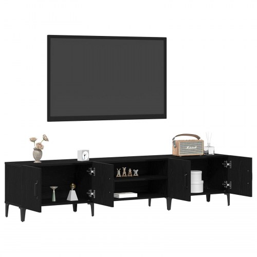 TV Skab Sort Egetræ 180x31,5x40 cm Konstrueret Træ
