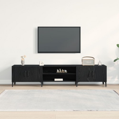 TV Skab Sort Egetræ 180x31,5x40 cm Konstrueret Træ