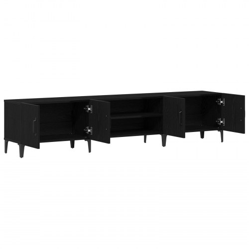 TV Skab Sort Egetræ 180x31,5x40 cm Konstrueret Træ