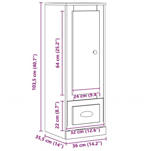Højskab Sort Eg 36x35,5x103,5 cm Konstrueret Træ