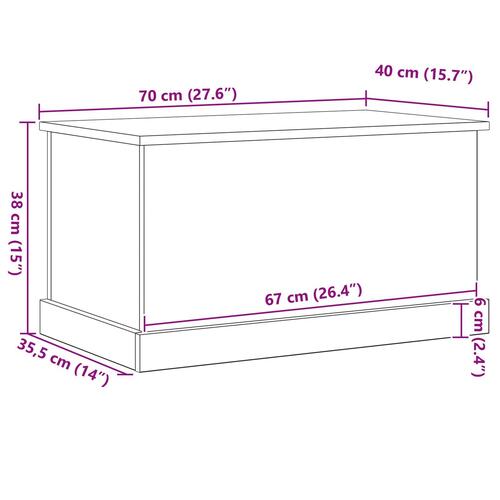 Opbevaringskasse Sort Eg 70x40x38 cm Ingeniørtræ