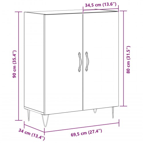 Skab Sort Eg 69,5x34x90 cm Konstrueret Træ