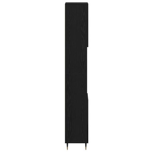 Badeværelsesskab Sort Eg 30x30x190 cm Ingeniørtræ