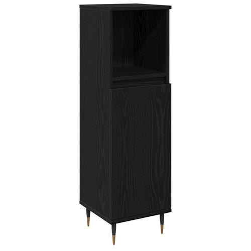 Badeværelsesskab Sort Eg 30x30x100 cm Ingeniørtræ