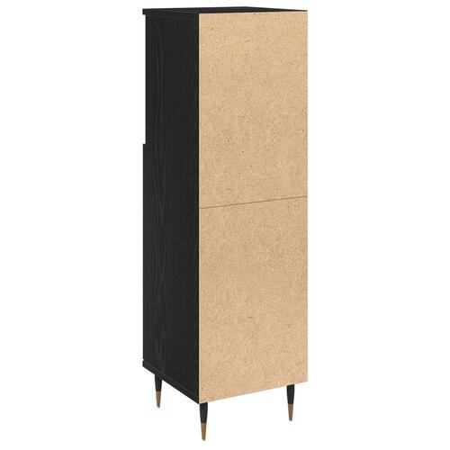 Badeværelsesskab Sort Eg 30x30x100 cm Ingeniørtræ